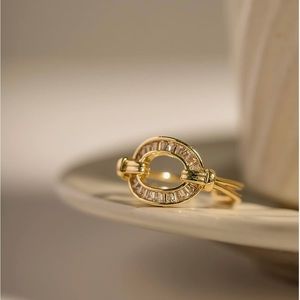 OIMEI 18K Gold Plated Cubic Zirconium Eternity Ring